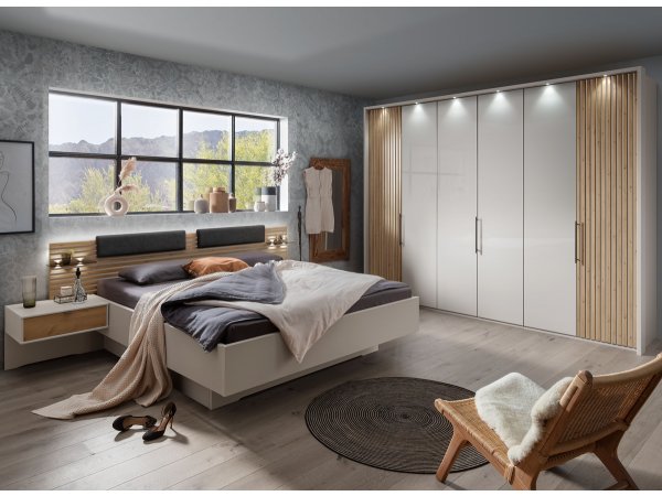 Šatní skříň NEVADA šedá/dub bianco