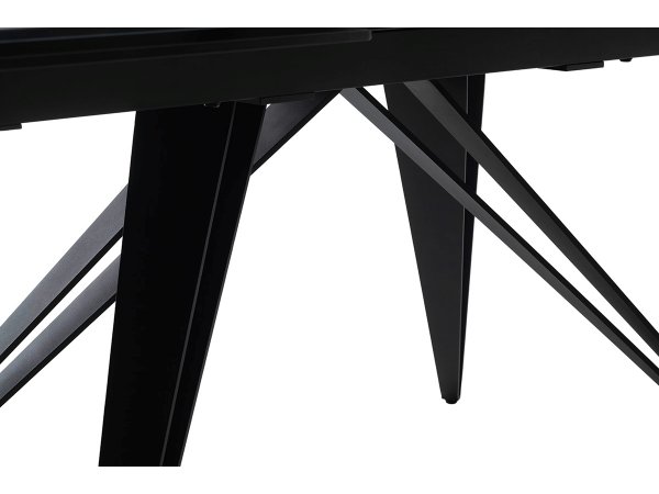 Rozkládací jídelní stůl NEMURO černé saténové sklo, podnož černá matná (160-240x90 cm)