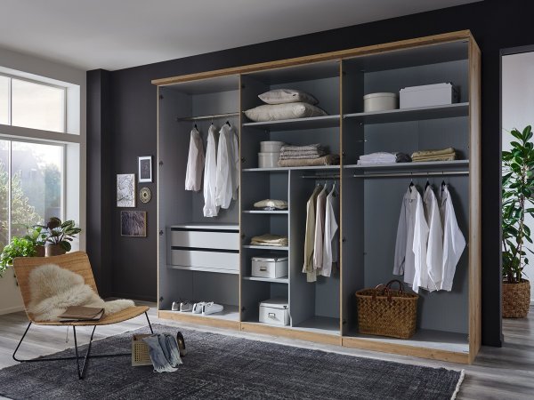 Šatní skříň NEVADA šedá/dub bianco