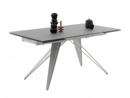 Rozkládací jídelní stůl NEMURO šedé saténové sklo, podnož nerezová ocel  (160-240x90 cm)
