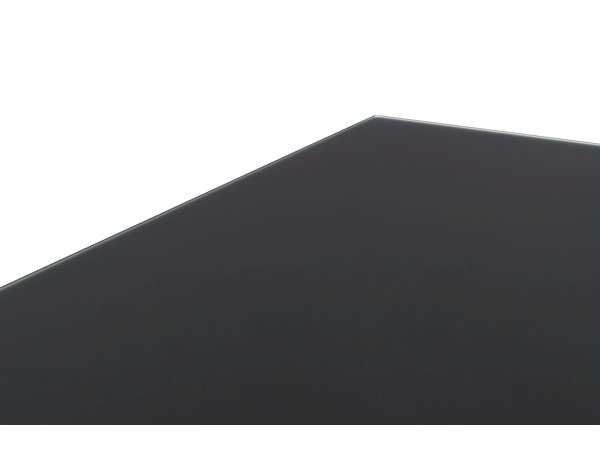 Rozkládací jídelní stůl NEMURO černé saténové sklo, podnož černá matná (160-240x90 cm)