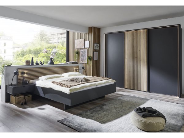 Šatní skříň NEVADA grafit/dub bianco