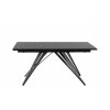 Rozkládací jídelní stůl NEMURO černé saténové sklo, podnož černá matná (160-240x90 cm)