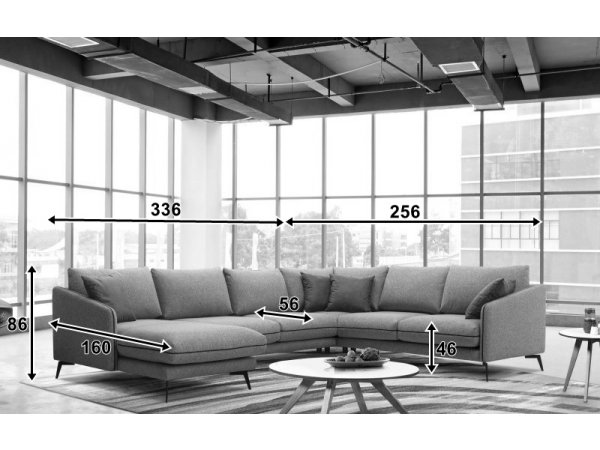 Rohová sedací souprava do tvaru U ve skandinávském stylu NOEL