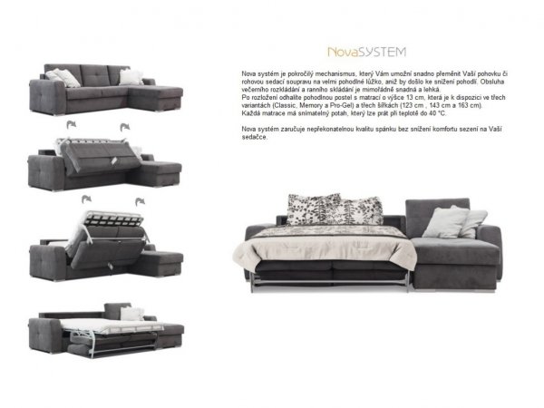 Rohová rozkládací sedací souprava pro každodenní spaní NARDO