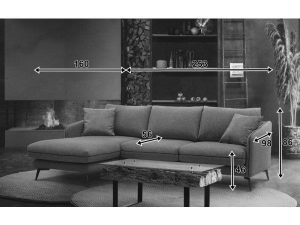 Malá rohová sedací souprava ve skandinávském stylu NOEL