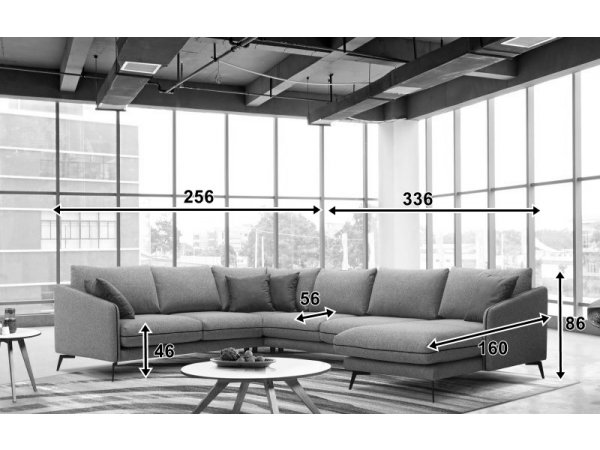 Rohová sedací souprava do tvaru U ve skandinávském stylu NOEL