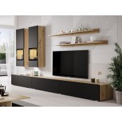 Obývací stěna BAROS dub artisan/černý supermat