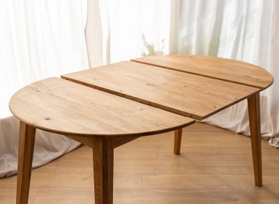 Kulatý rozkládací jídelní stůl TELLO 90 cm až 190 cm z dubového masivu