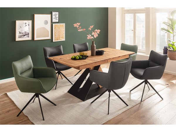 Jídelní otočná židle LIMONE 2S s područkami, pravá kůže antracit