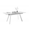 Rozkládací jídelní stůl PARENZO keramika bílý mramor, podnož bílá matná 140(180)x90