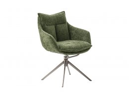 Jídelní židle PARKER E olivová s područkami, podnož z kartáčované nerezové oceli