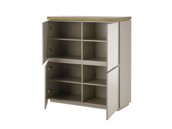 Nábytek do obývacího pokoje PALAMOS 1 béžovošedý matný lak/masivní akácie