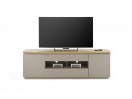 TV stolek PALAMOS  173 cm,  béžovošedý matný lak/masivní akácie