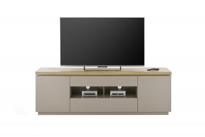 TV komoda PALAMOS  173 cm,  šedý matný lak/masivní akácie