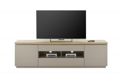 TV komoda PALAMOS  200 cm,  šedý matný lak/masivní akácie