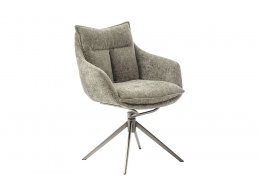 Jídelní židle PARKER E cappuccino s područkami, podnož z kartáčované nerezové oceli