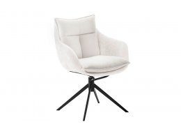 Jídelní židle PARKER S krémová s područkami, podnož kovová matně černá