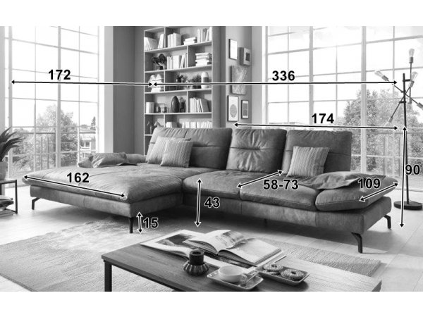 Kožená rohová sedací souprava PASADENA