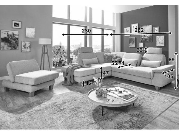 Rohová rozkládací sedací souprava PADUA 2