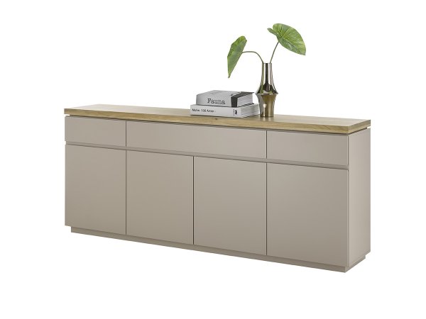 Nábytek do obývacího pokoje PALAMOS 1 béžovošedý matný lak/masivní akácie
