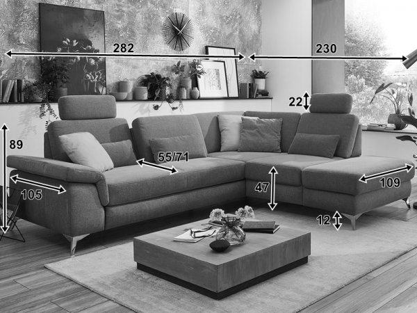 Rohová rozkládací sedací souprava PADUA 3