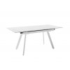 Rozkládací jídelní stůl PARENZO keramika bílý mramor, podnož bílá matná 140(180)x90