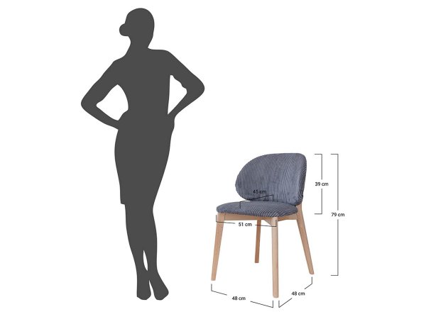 Šedá čalouněná židle s dřevěnými nohami CORA