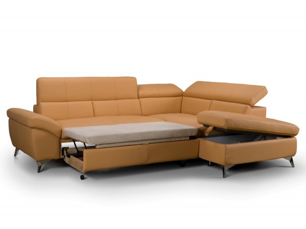 Kožená rohová rozkládací sedací souprava PEARCY