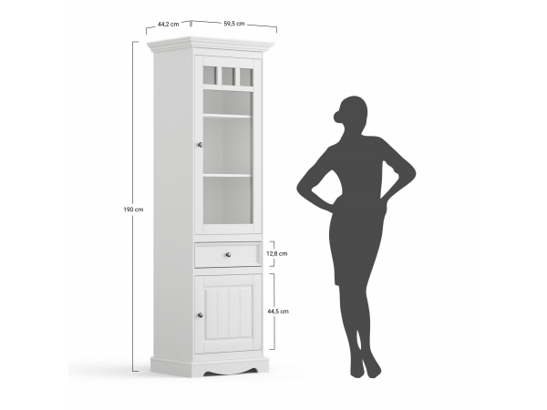 Vitrína LUNO úzká pravá grafit/borovice