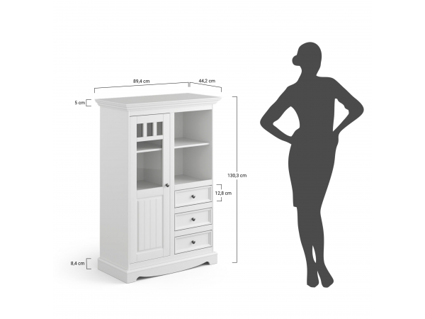 Vitrína 2-dvéřová LUNO nízká s vitrínou grafit/dub