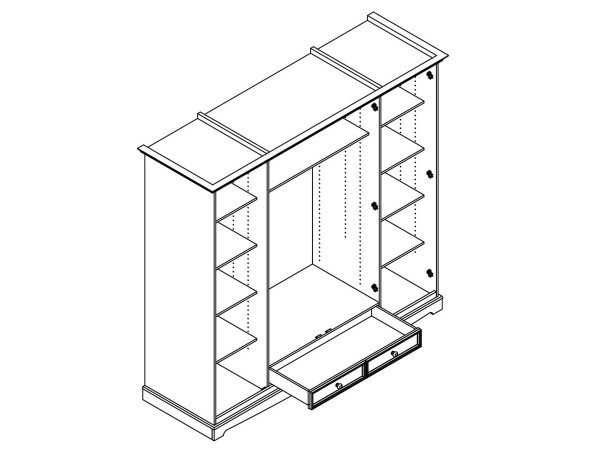 Šatní skříň LUNO 4-dvéřová se zrcadlem
