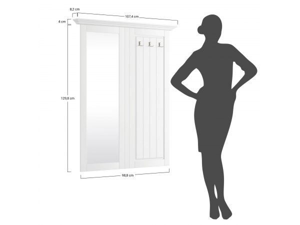 Panel s věšákem a zrcadlem LUNO