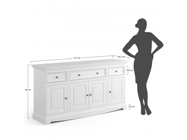 Komoda 4-dvéřová LUNO bílá/ořech