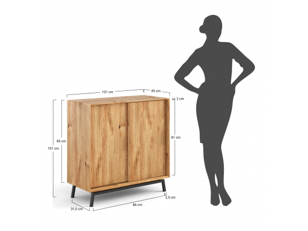 Dubová komoda LOFT s barem