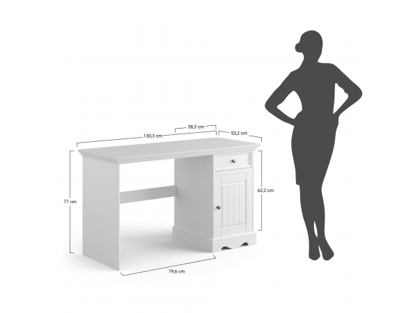 Pracovní stůl LUNO z masivu bílá/ořech