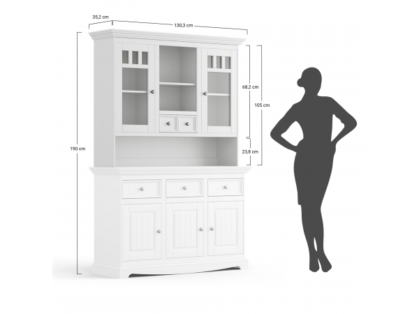 Vitrína s nástavcem bílá/dub