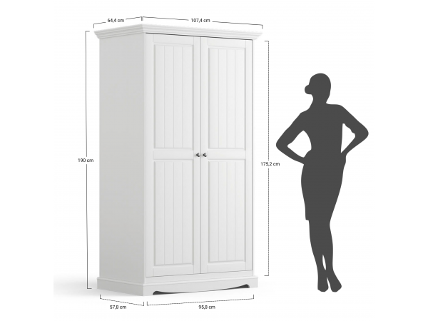 Šatní skříň LUNO 2-dvéřová bílá/ořech