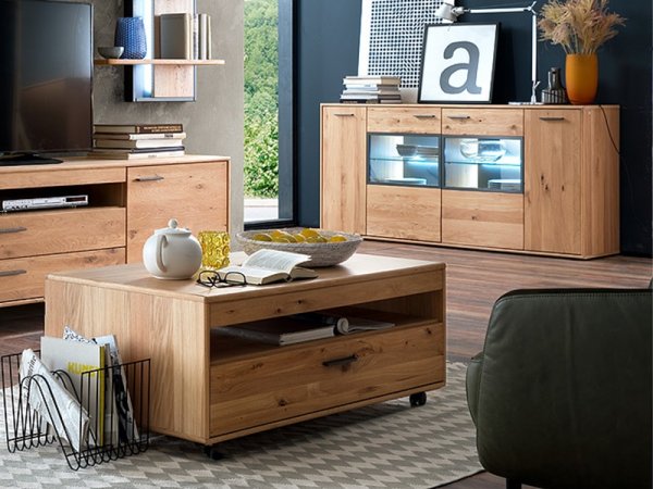 Nábytek do obývacího pokoje PORTLAND III dub sukatý bělený