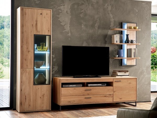 Vitrína 10 PORTLAND dub bělený sukatý