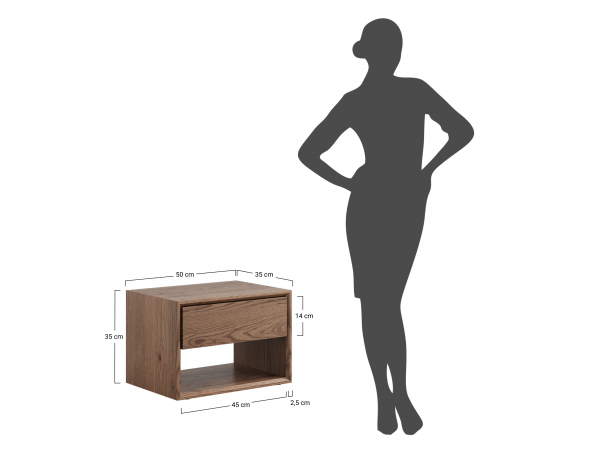 Noční stolek z masivu RIA dub kouřový