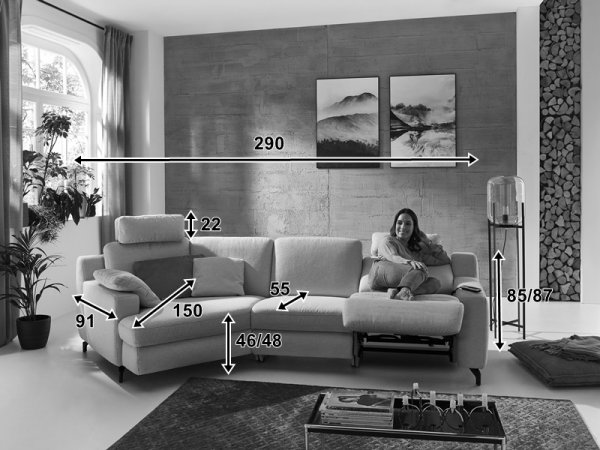 Kožená rohová sedací souprava PRISMA s funkcí relax