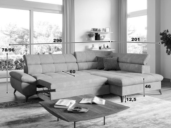 Rohová rozkládací sedací souprava APOLLO