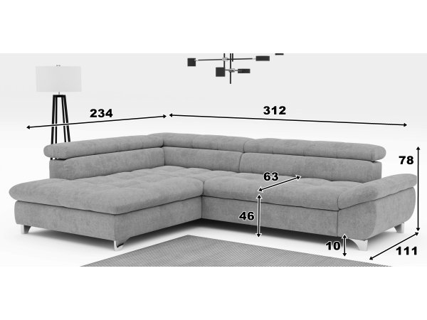 Rohová rozkládací sedací souprava GEMINI 3