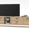 Závěsný TV stolek ROCA typ 33, masivní dub bianco a optika kamene