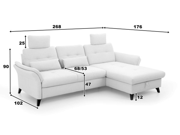 Rohová sedací souprava s nastavitelnou hloubkou sedáku HEDEN