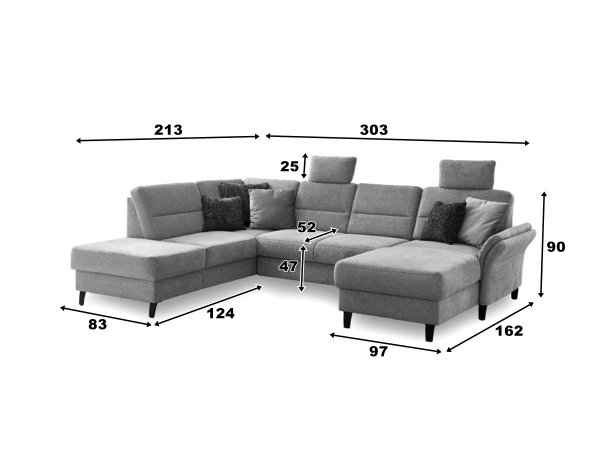 Rohová sedací souprava do tvaru U ve skandinávském stylu WESTERLAND 3