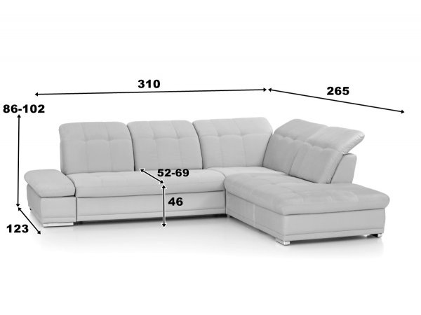 Rohová rozkládací sedací souprava s nastavitelnými opěráky HOLIDAY