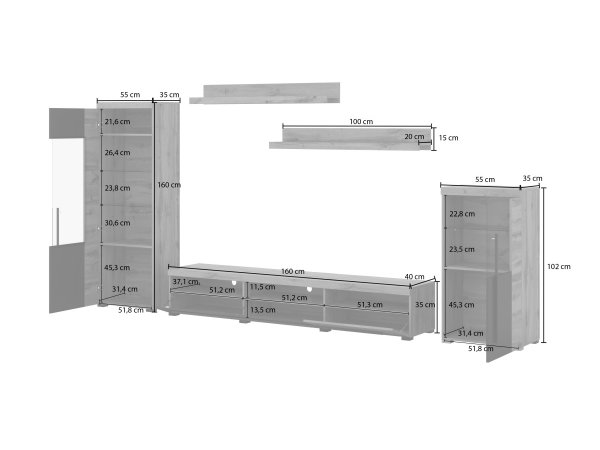 Obývací sestava ROGER 2 ořech Satin/touchwood