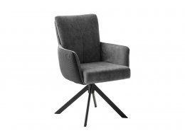 Jídelní židle ROSARIO antracitová s područkami, podnož kovová matně černá